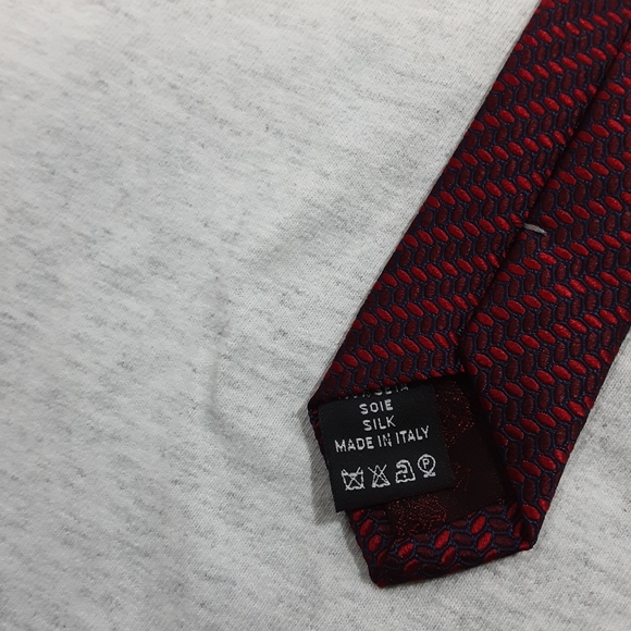 Versace tie maroon and black pattern 100% silk - Picture 5 of 7
